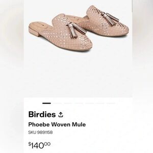 Birdies Phoebe Leather Tassel Woven Mule Slip-On Career Casual Blush Size 5
